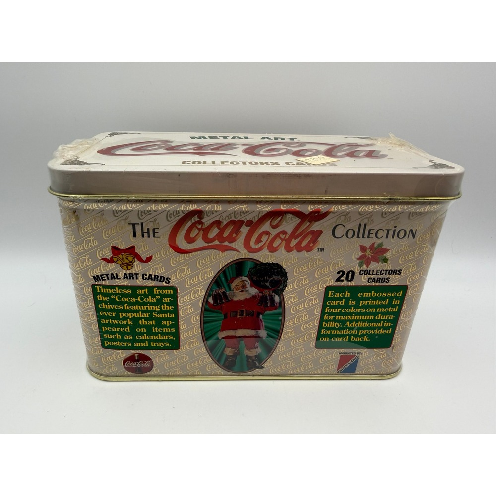 Vintage 1994 Coca-Cola Metal Art Collection 20 Santa Collectors Cards Tin Z220